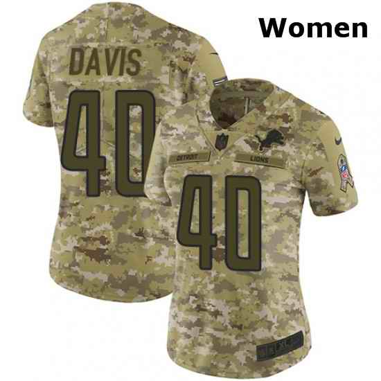 Womens Nike Detroit Lions 40 Jarrad Davis Limited Camo 2018 Salute to Service NFL Jersey